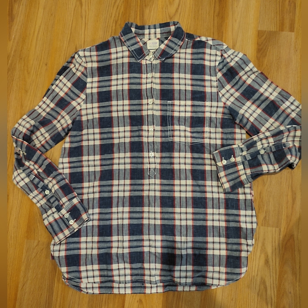 J Crew Factory Plaid Popover